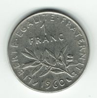 Schöne Münze 1 Franc Frankreich, 1960