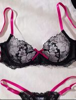 Damenlingerie Set Schwarz Pink Grösse M 