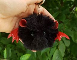 Schlüsselanhänger Pompon mit Fledermaus