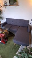 Ecksofa dunkelgrau Stoff guter Zustand