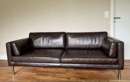 Modernes Kunstleder-Sofa dunkelbraun, sehr gepflegt