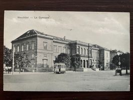 NEUCHÂTEL Le Gymnase TRAM / STRASSENBAHN 1905