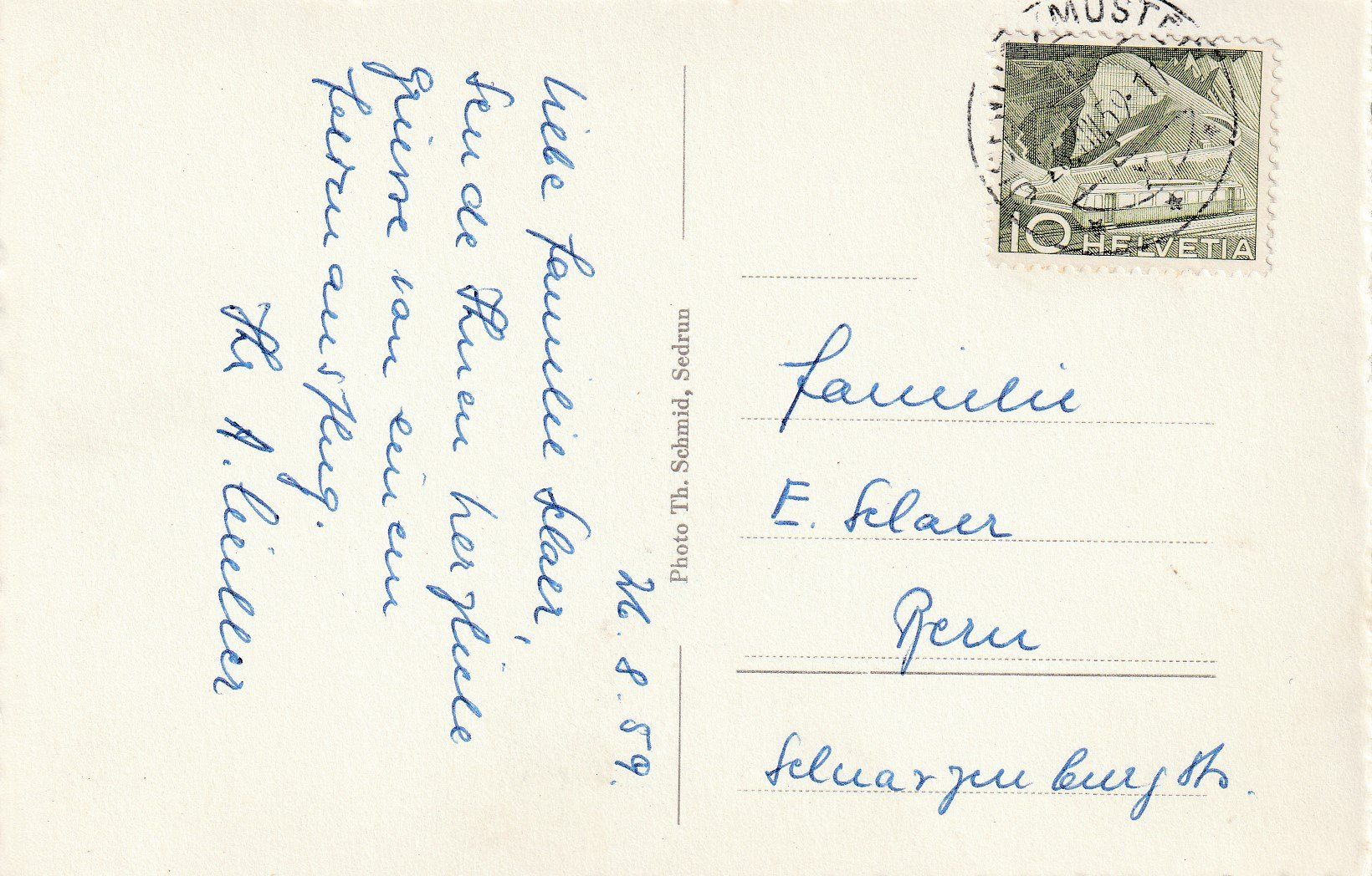 Cartoline postali: AK Thomasee oder Lai da Tuma (Tomasee) - gel. 23.8.1959 – Usato da Fribourg venduto da schnalla92 1