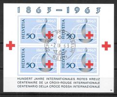 W40 Rotkreuz-Block gestempelt Schweiz. PTT-Museum 2.9.1963