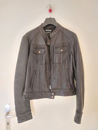 Damen Lederjacke schwarz kurz Reissverschluss gebraucht