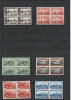 4 Steckkarten mit Pro Patria Viererblocks*, mit Falzspuren