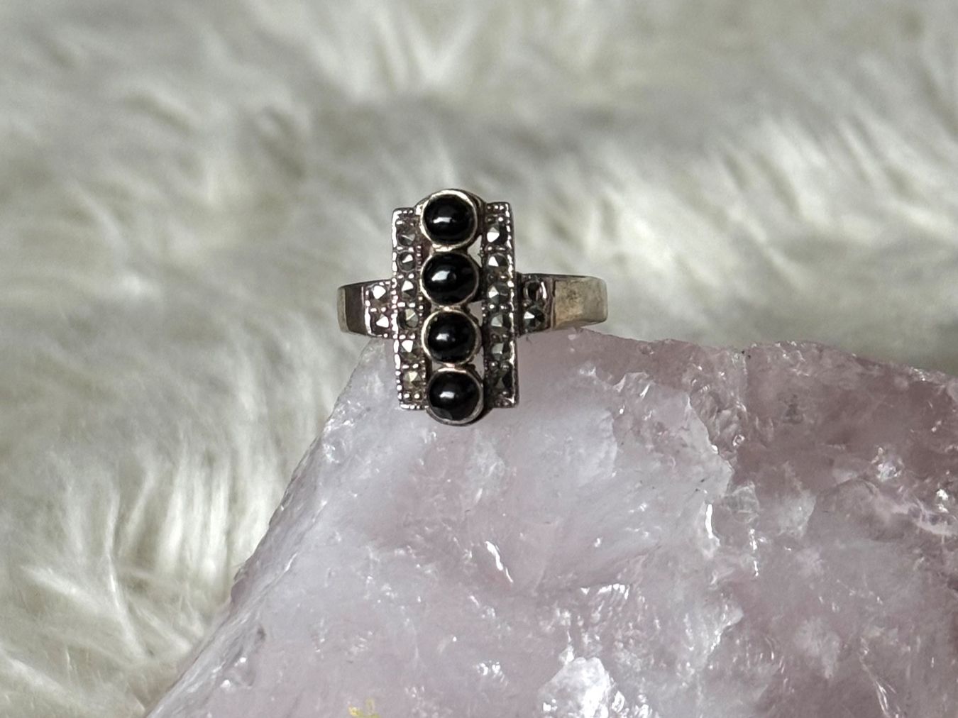 Anelli: Vintage Silberring 925 mit schwarzem Stein – Usato da Istighofen venduto da Ringparadies