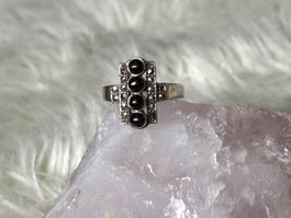 Vintage Silberring 925 mit schwarzem Stein