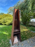 Gartencheminée aus Stahl mit 2 Grillrosten / Feuerstelle