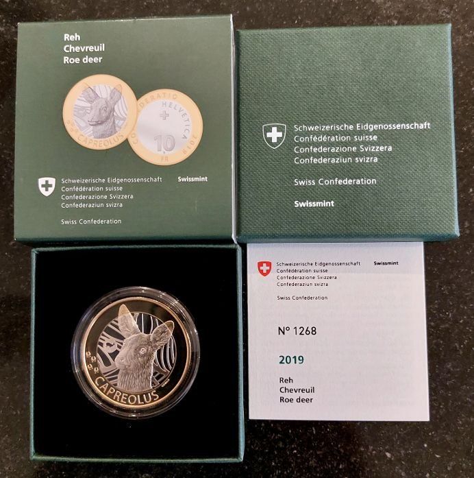Alle Münzen: 10 Franken 2019 pp Reh Box – Neu (gemäss Beschreibung) aus Arch von moneyswiss