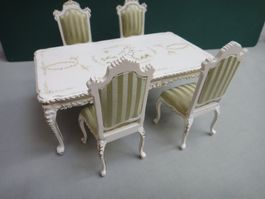 Puppenhaus Hua Mei Esszimmer-Set, Louis XVI, ivoir