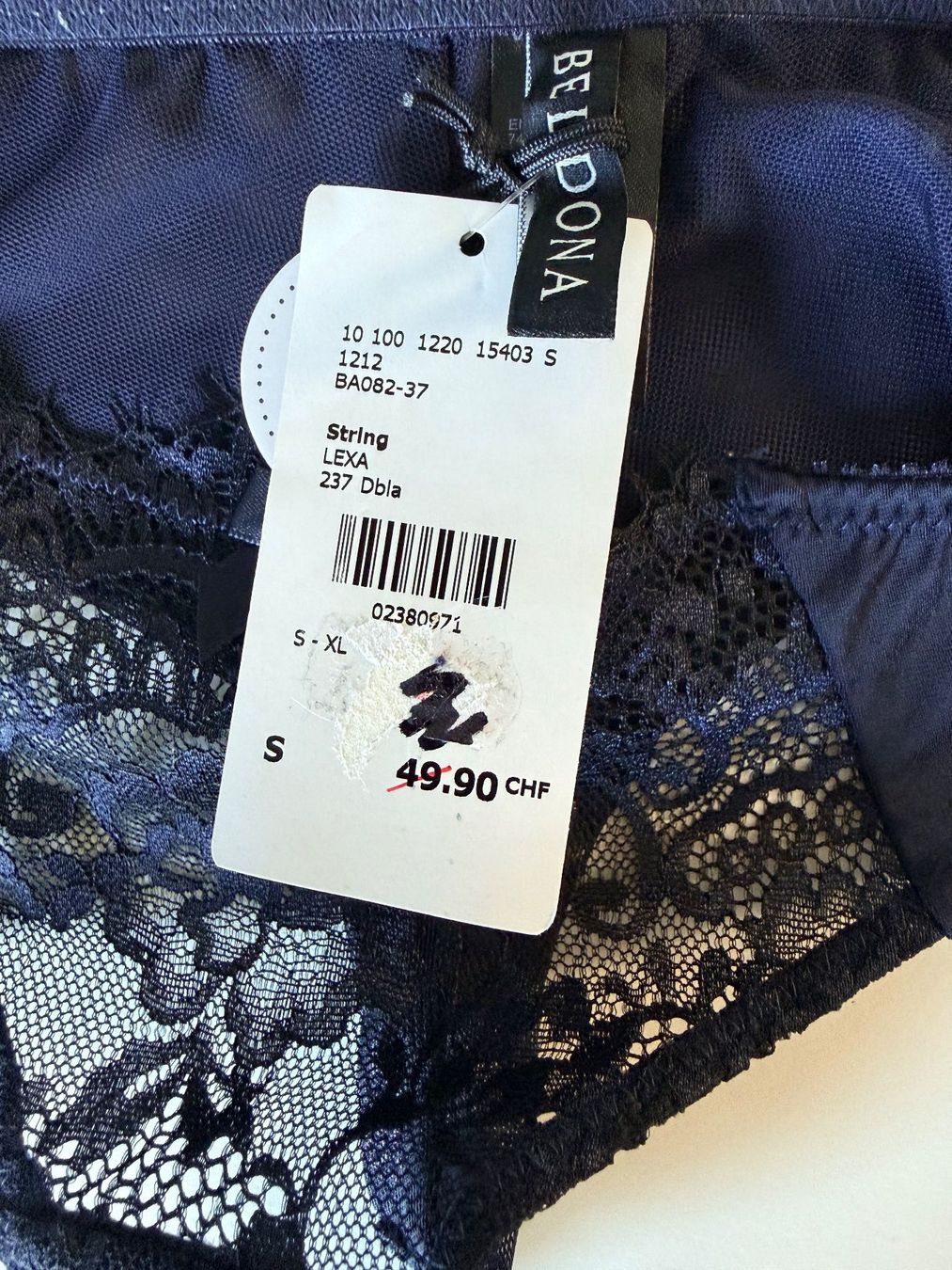 Beldona Altra biancheria intima: BELDONA, String LEXA, Grösse S, Farbe Dunkelblau – Nuovo e nell'imballaggio originale da Rudolfstetten venduto da gst_g7xl 2