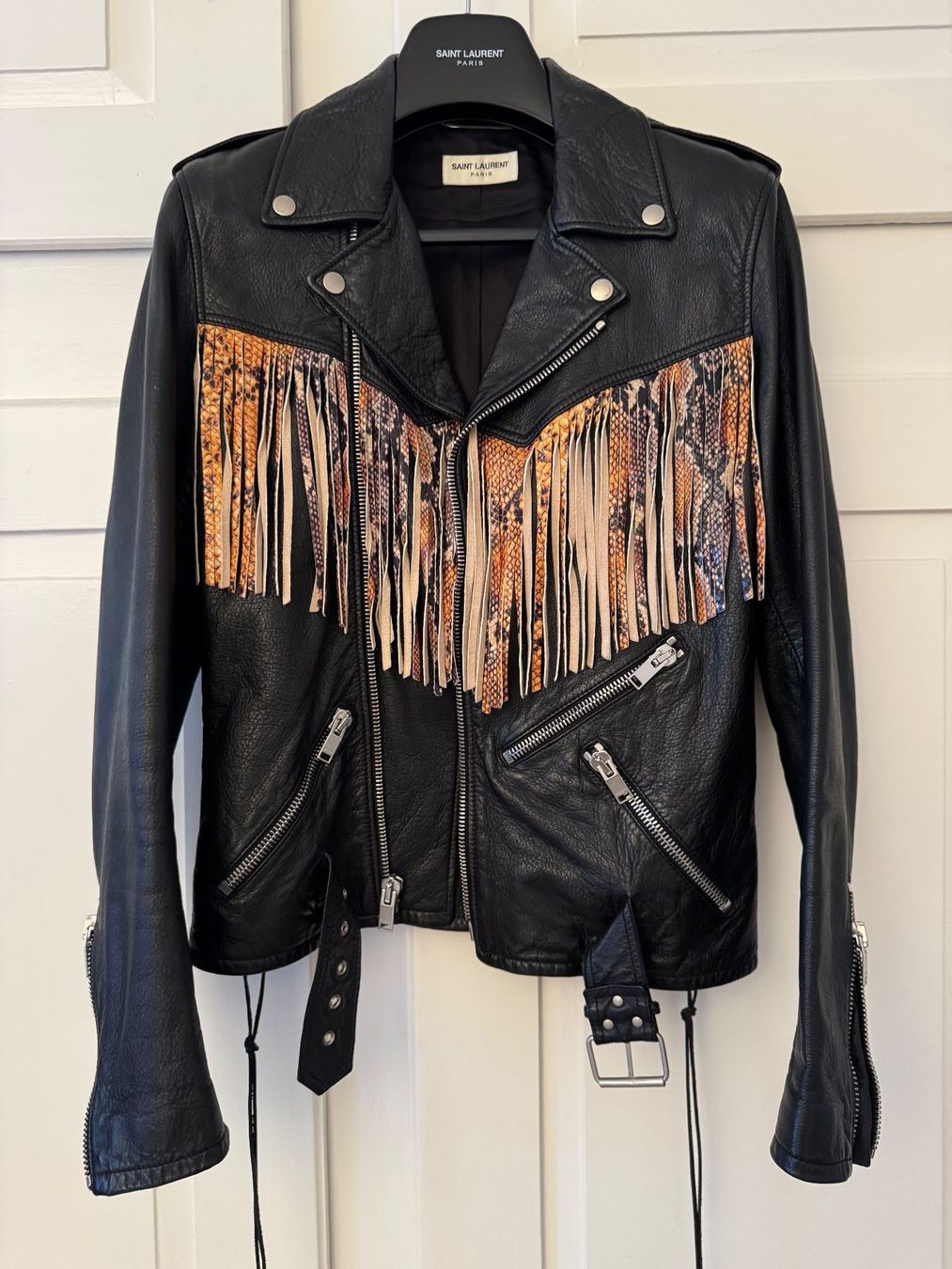 Saint Laurent Giacche: Saint Laurent SS16 Fringed Python Leather Jacket Surf Sound – Usato da Zürich venduto da dodichnobli 1