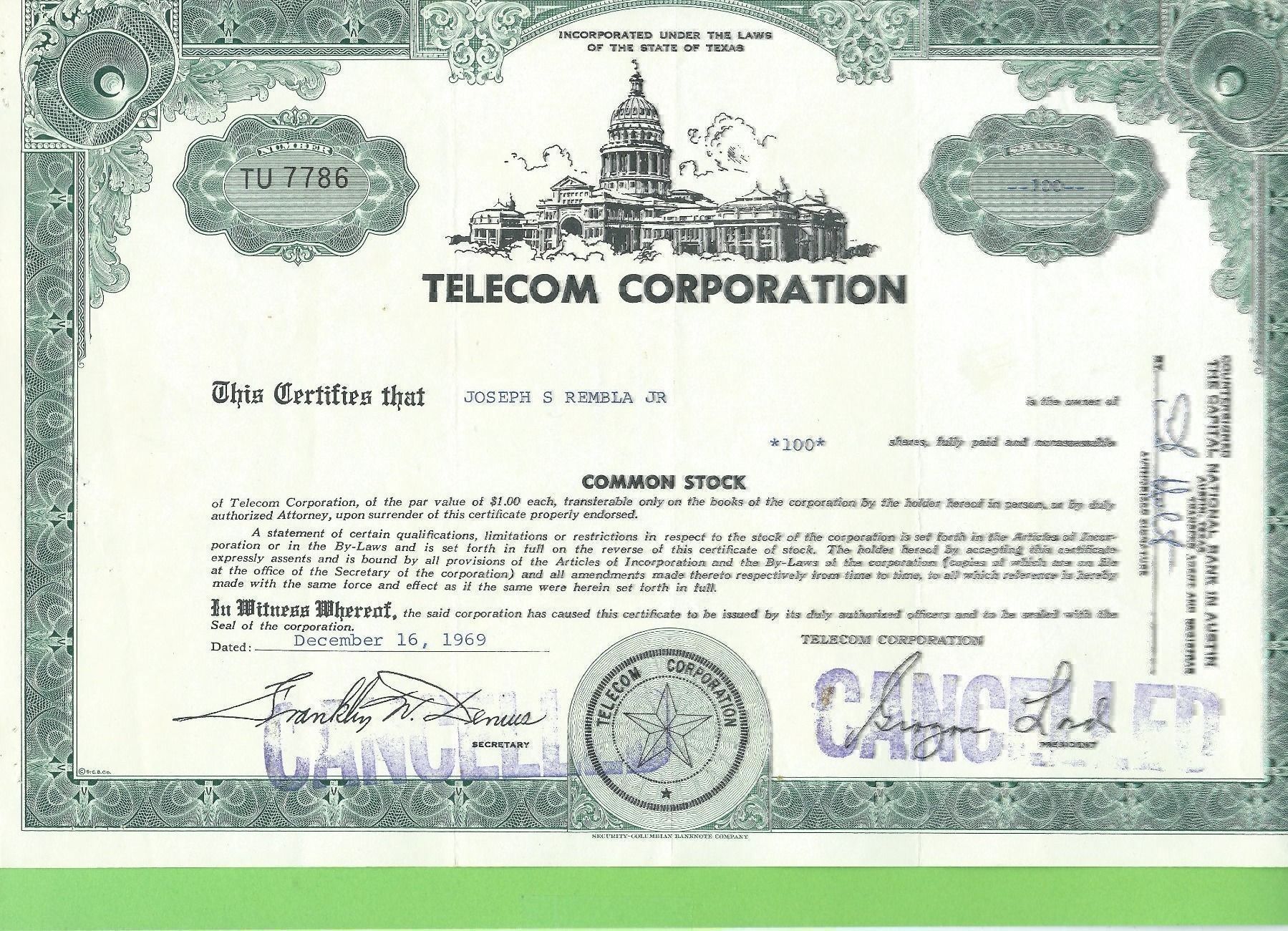 Tutti le monete: Telcom Corporation, 1969 – Usato da Zürich venduto da t24_de