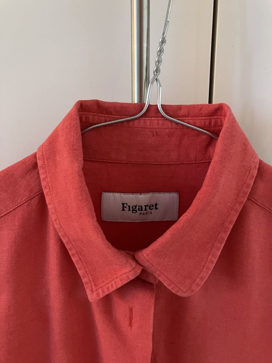 Blusen: Figaret - chemise en lin rouge orangé – Gebraucht aus Vich von SophieCo 3