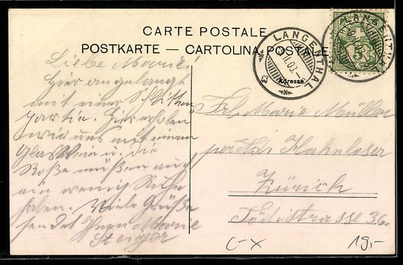 Cartoline postali: Langenthal, Gasthaus zum Bären, Kirche – Usato da Berlin venduto da bartko-reher 1