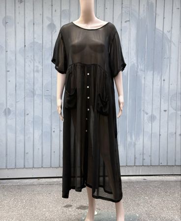 vintage Kleid schwarz transparent mit Knöpfen Grösse M/L