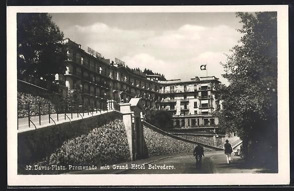 Cartoline postali: Davos-Platz, Promenade mit Grand Hotel B – Usato da Berlin venduto da bartko-reher