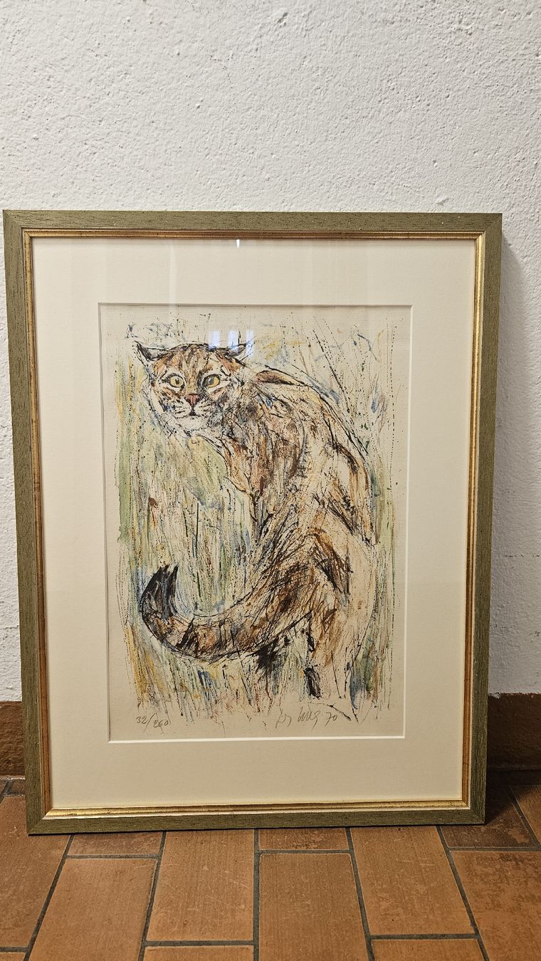 Grafica & Litografie: Farblithographie von Fritz Hug, Katze – Nuovo (secondo la descrizione) da Dübendorf venduto da nin_kvf9