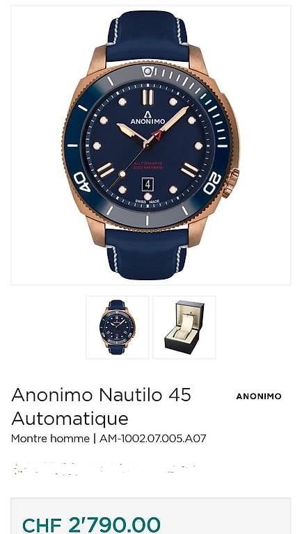 Anonimo Orologi: Montre Anonimo Nautilo Automatic – Usato da Versoix venduto da Treska