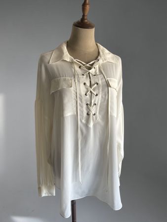 Twinset Milano Seiden Tunika Bluse Creme Gr. L