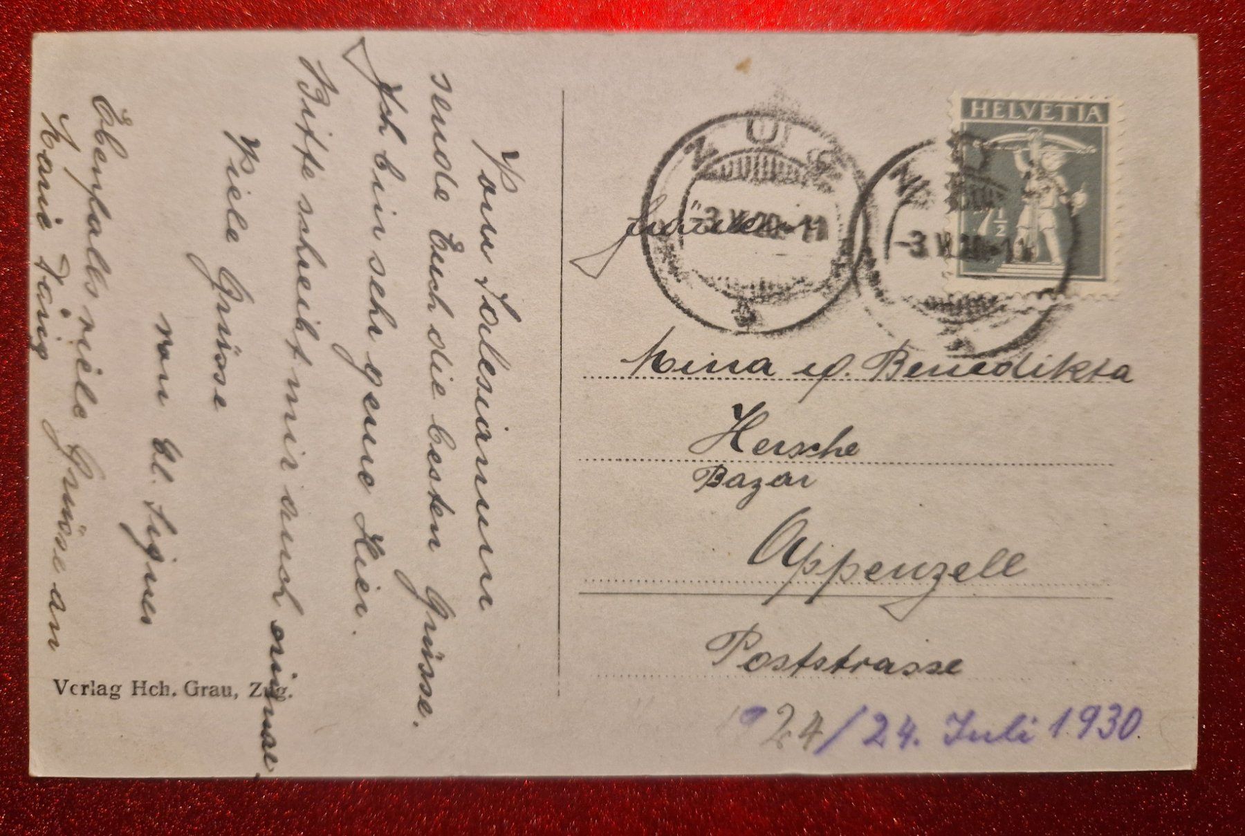 Cartoline postali: Zug, Altstadt mit Rigi 1920 – Usato da Melchnau venduto da Fishel 1