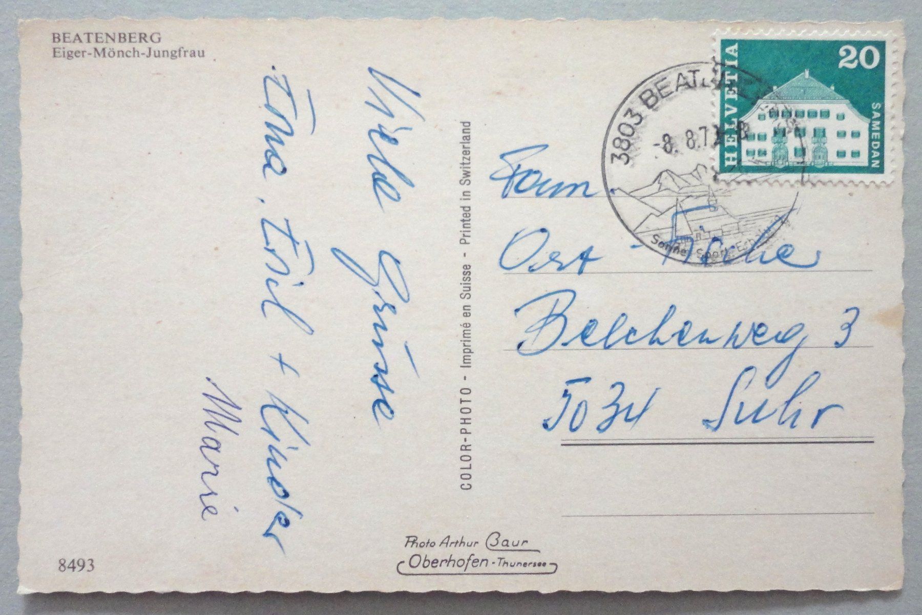 Cartoline postali: Beatenberg, Eiger-Mönch-Jungfrau – Usato da Fétigny venduto da Billy2miny 1