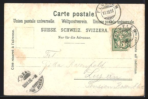 Cartoline postali: Litho Fluelen am Urnersee, Ortsansicht m – Usato da Berlin venduto da bartko-reher 1