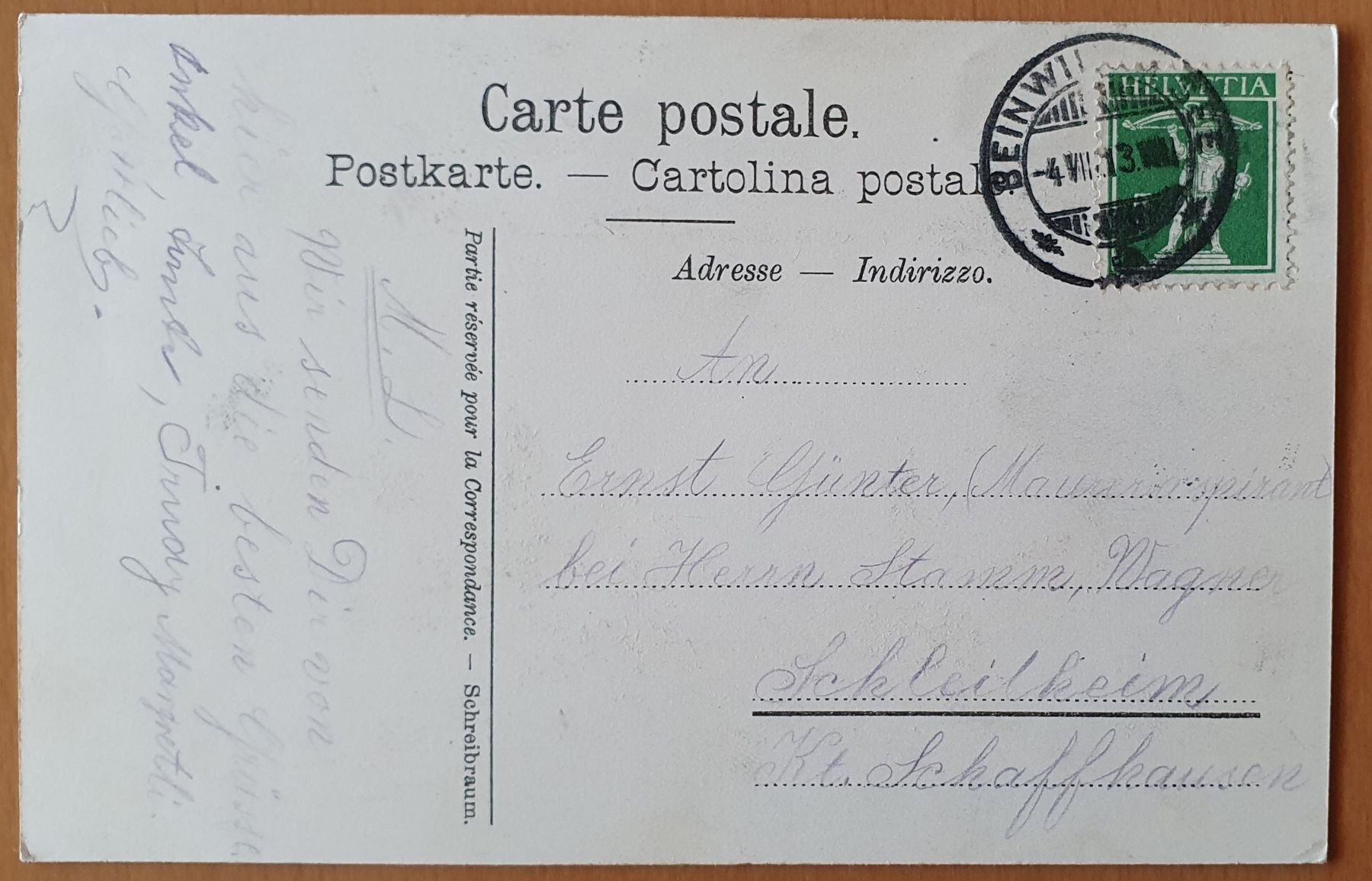 Cartoline postali: Beinwil am See 1913 – Usato da Kreuzlingen venduto da Rschweiz1 1