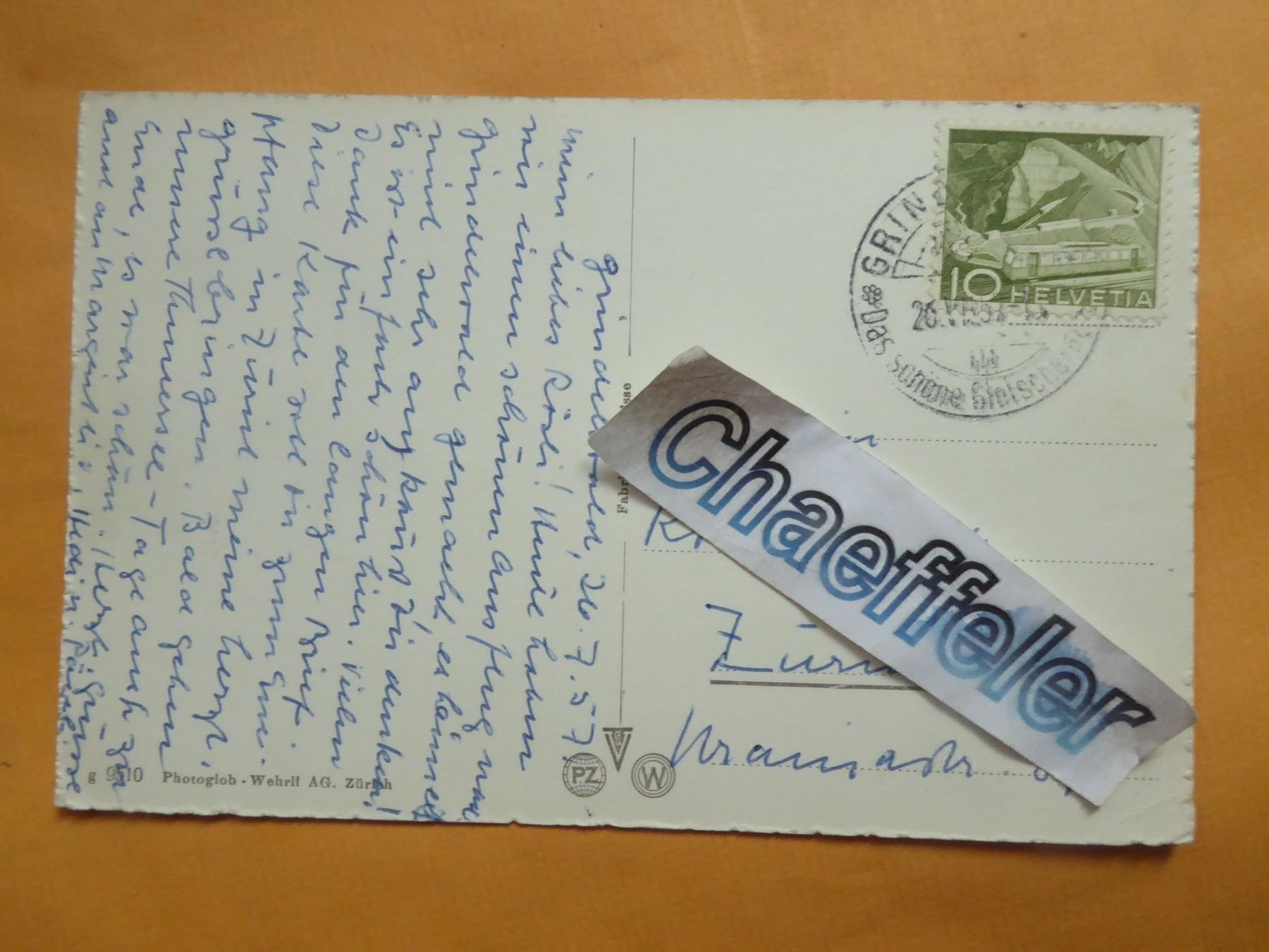 Cartoline postali: 1957  Grindelwald mit Wetterhorn – Usato da Zürich venduto da Chaeffeler 1