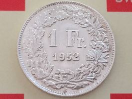 1 Franken 1952 unz, nur 2,853 Mio!