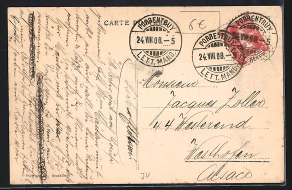Cartoline postali: AK Porrentruy, Le Château, 1908 – Usato da Berlin venduto da bartko-reher 1