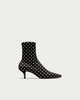 NEUE ZARA Stiefelette schwarz-weiss Polka dot Gr. 37 - 80401