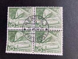 Schweiz 1954 4er-Bl.Bergbahn 10 Vollst. GENEVE 1 19.VI.54
