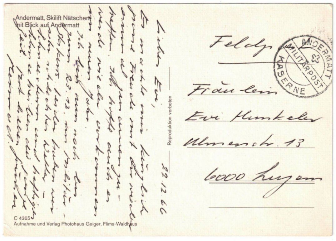 Cartoline postali: Andermatt - Skilift Nätschen – Usato da Binningen venduto da Mountainrider 1