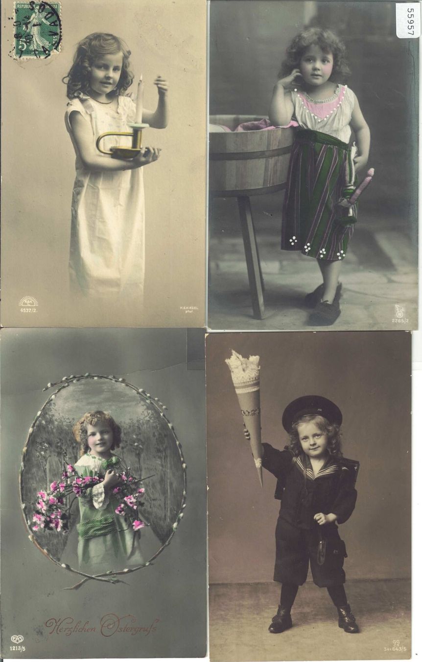 Ansichtskarten: 4 AK - Kleine Mädchen - petites filles – Gebraucht aus Ettingen von Kartenplanet