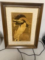 Holzbild Frau mit Fächer