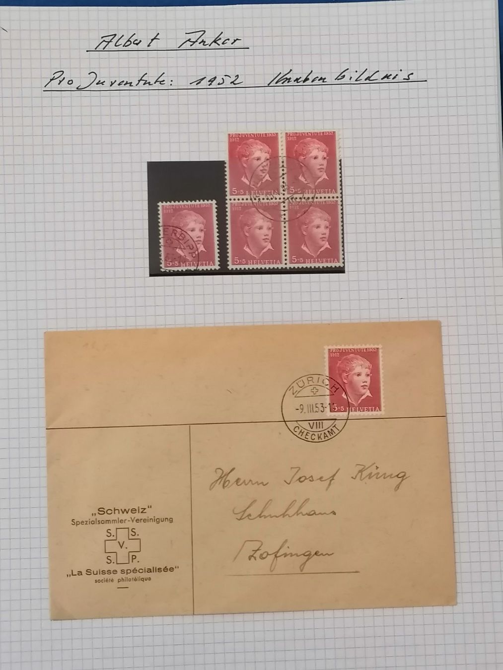 Tutti i francobolli: Albert Anker viele Briefmarken, Maximumkarten & Briefe – Usato da Wangen an der Aare venduto da Ute 9