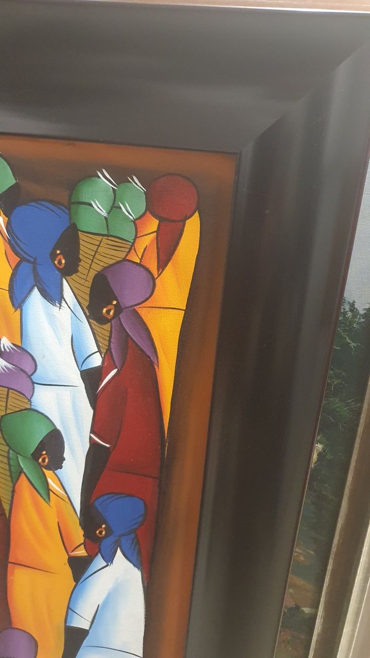 Gemälde: Afrikanisches Marktbild, farbenfroh, gerahmt – Gebraucht aus Kölliken von Jonalu 1