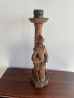 Ancien Bougeoir en Bois Sculpté Espagne