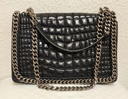 ZARA Woman Croco Umhängetasche Schwarz mit Kettenriemen