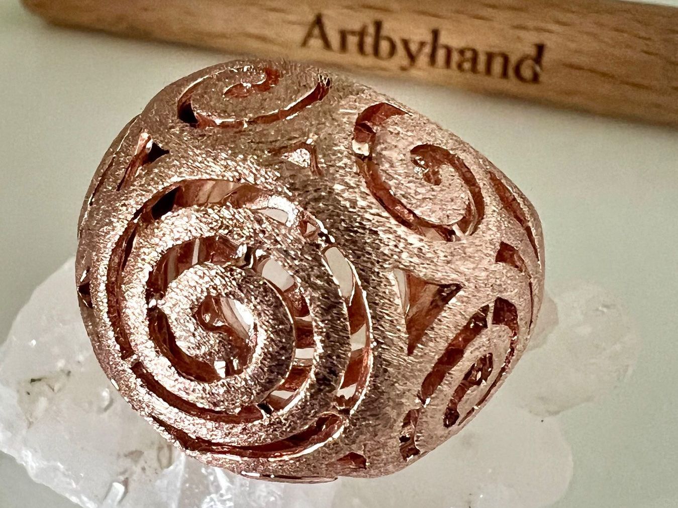Ringe: Statement Ring Roségolden Spiral Design durchbrochen Gr. 62 – Gebraucht aus Ruswil von artbyhand