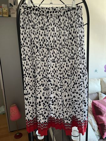 Jupe plissée imprimé dalmatien vintage marine rouge blanc M
