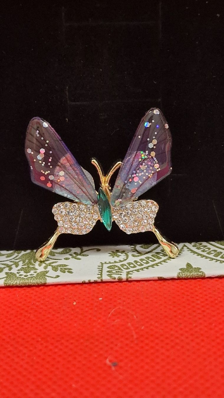Broches & Aiguilles: Schmetterlings Brosche Strasssteine neu – Neuf (Voir description) à Herisau par Antiques.AR 1