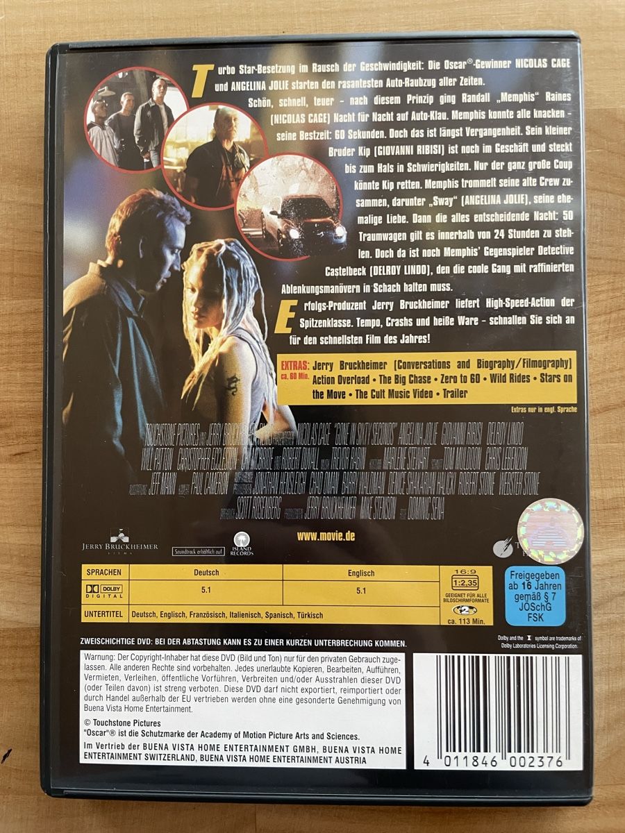 Tutti i DVDs: DVD Nur noch 60 Sekunden – Usato da Rümlang venduto da euqinom16 1