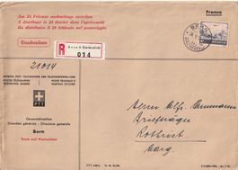 R - Brief GD PTT Bern 6 Kirchenfeld n. Rothrist-Station 1943