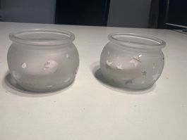 2 x Teelichthalter Glas