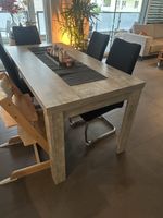 Esstisch Holz mit Beton Optik, Ausziehbar 