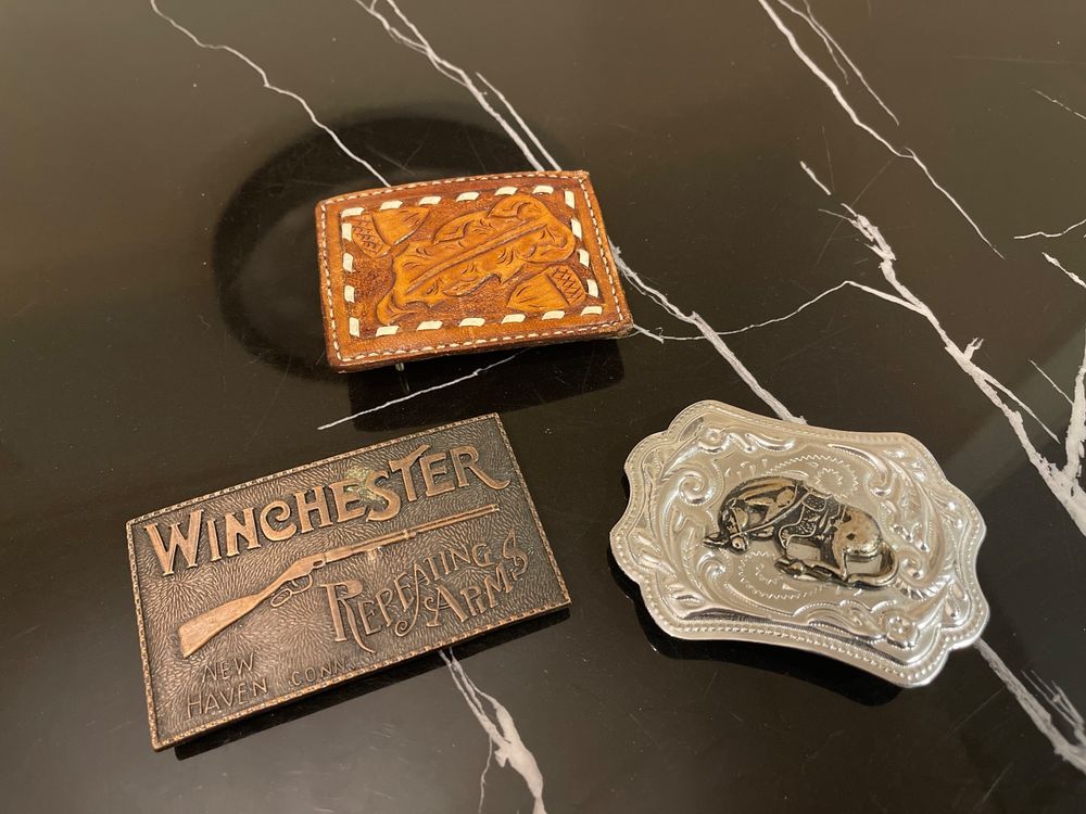 Lot De 3 Boucles De Ceinture William Spratling Argent/or - Western Cowboy Vintage Mexique