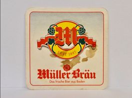 Bierdeckel MÜLLERBRÄU Bier BADEN Untersetzer Vintage Rarität